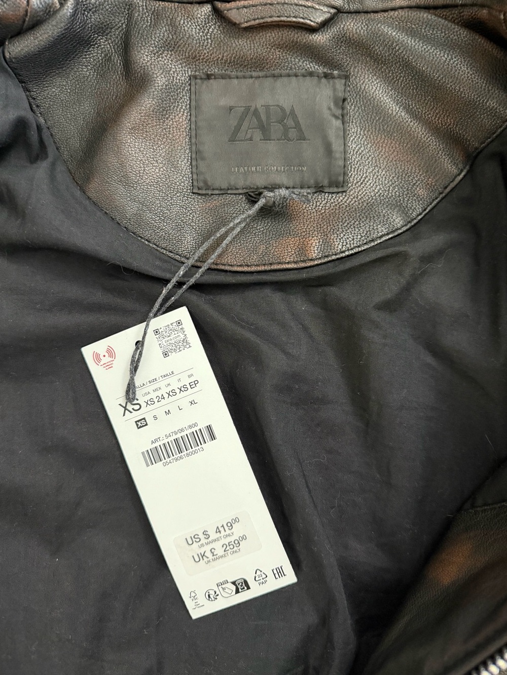 Zara 100% Leather Bomber Jacket Limited Edition 5479/061/800 - Picture 4 of 11